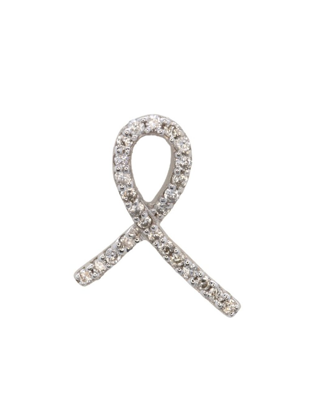 Natural Earth Mined Diamond Accent Ribbon Pendant in Solid 14K White Gold